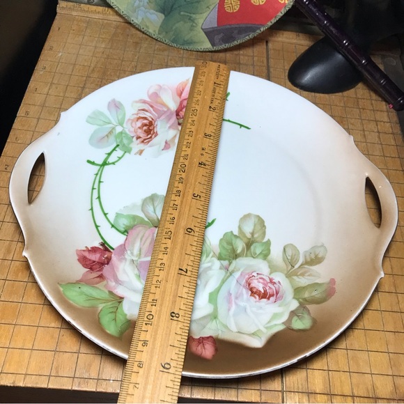 PM Bavaria Transferware Blush Pink White Roses Platter 9.5”x9” EVC - Picture 5 of 12